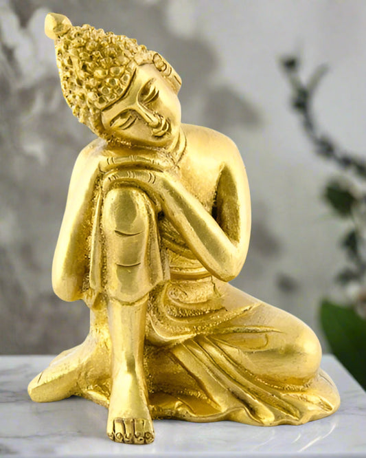 Awakened One: Handcrafted Brass Buddha Statue (4")
