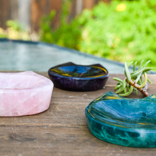 Fluorite Crystal Cat Shaped Bowls