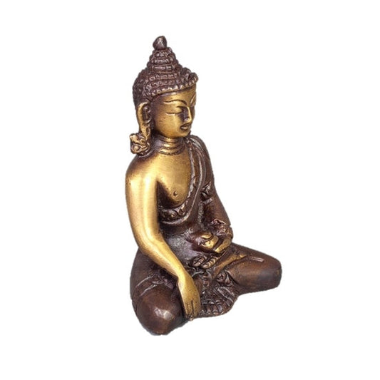 Sitting Buddha in Meditation Pose two-tone color in Brass
