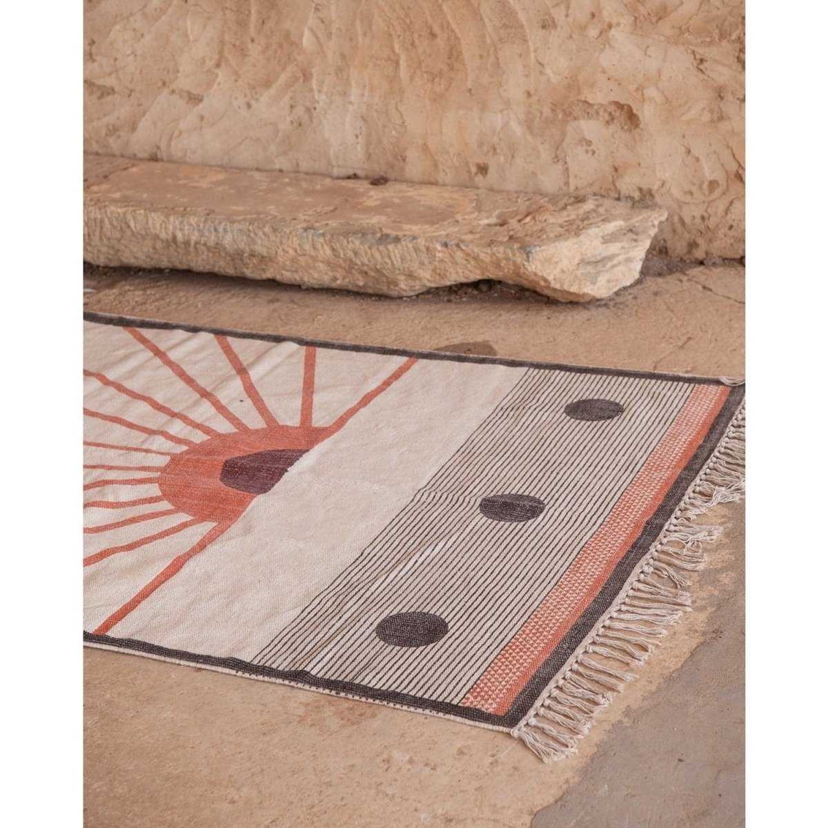 ☀️ Edo Sun Rug – 100% Cotton | Hand-Pressed, Artisan-Crafted, Small Batch