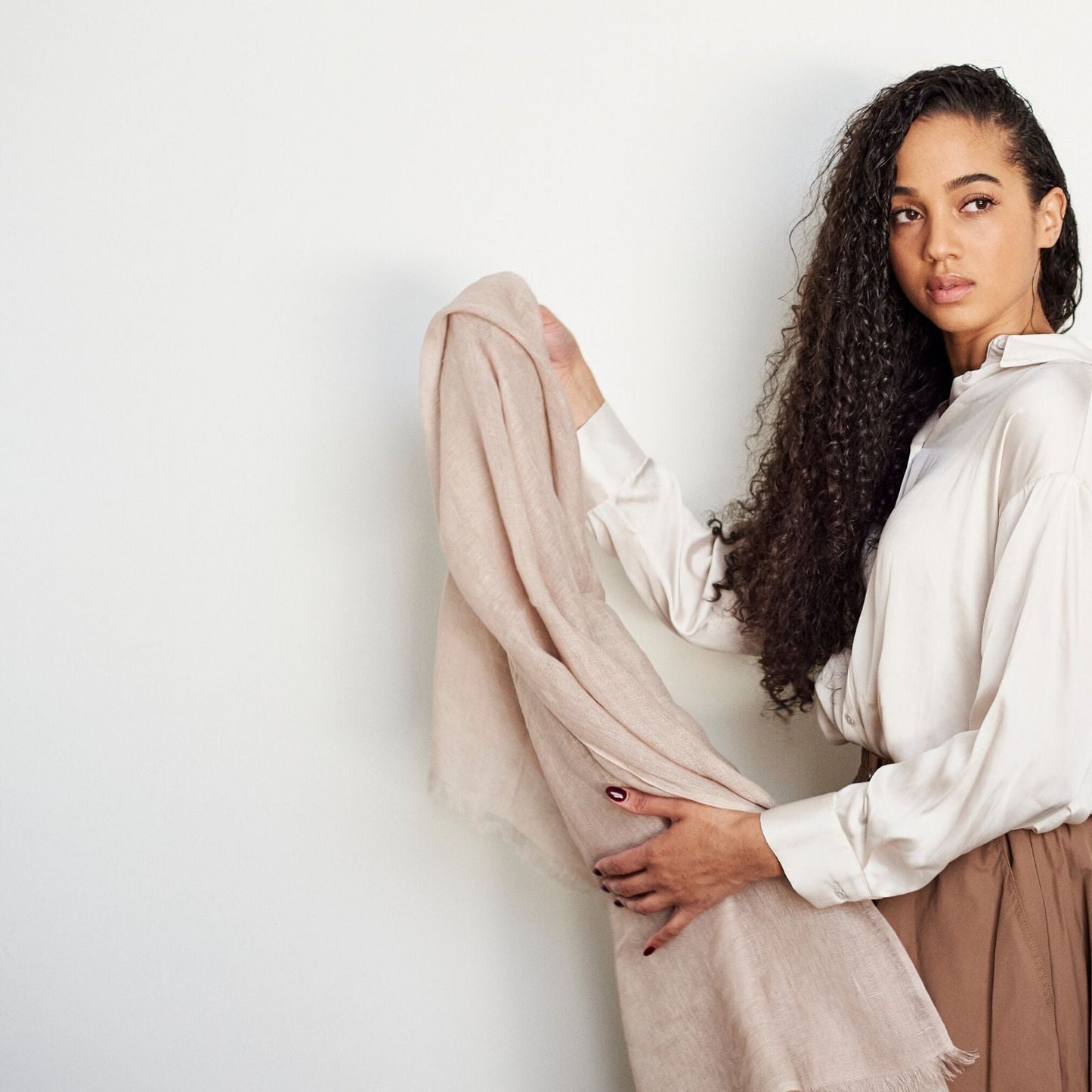 Oat Beige Hand Woven Linen Scarf