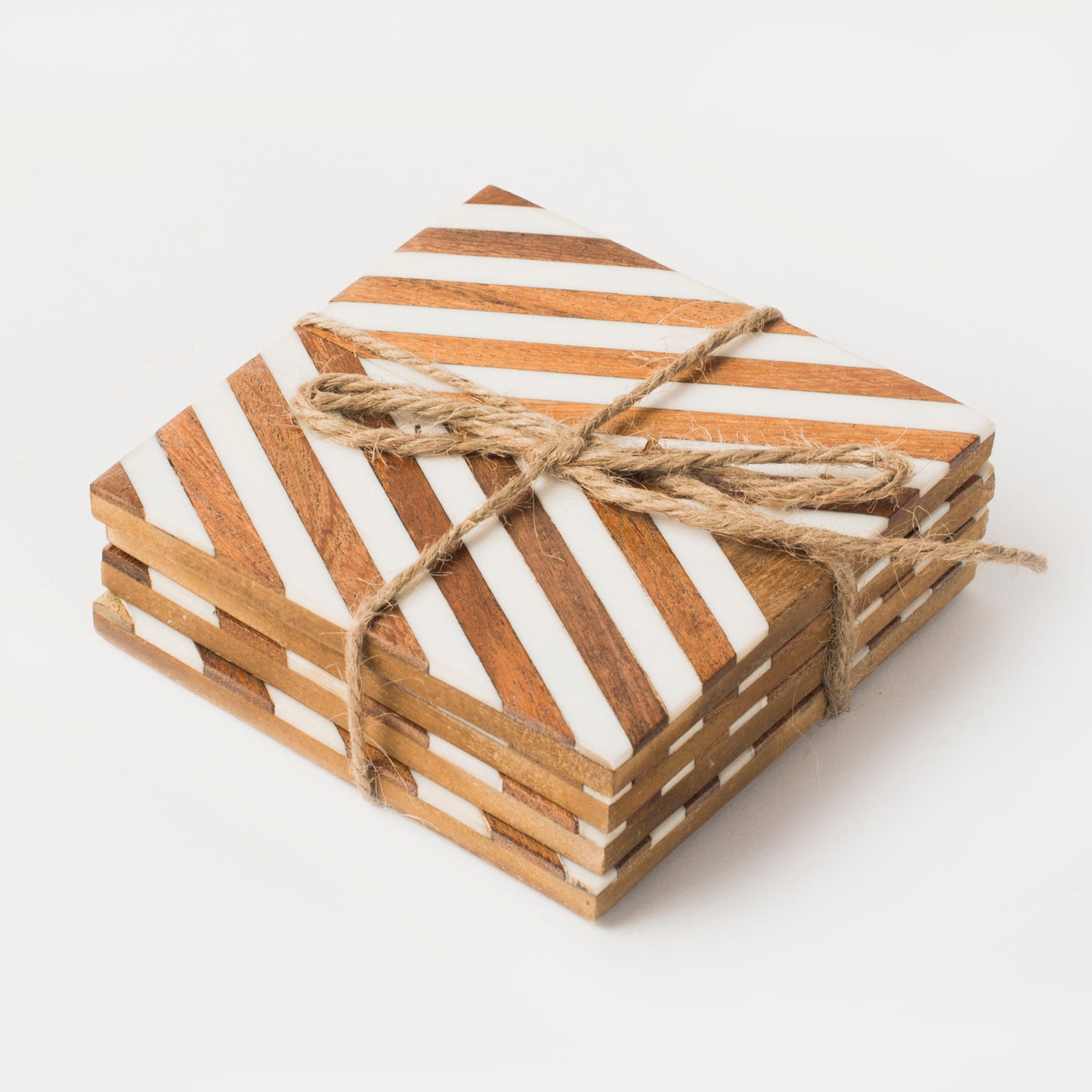 Marquewood Chevron Coasters – Handcrafted Wood & Resin Inlay | Set of 4