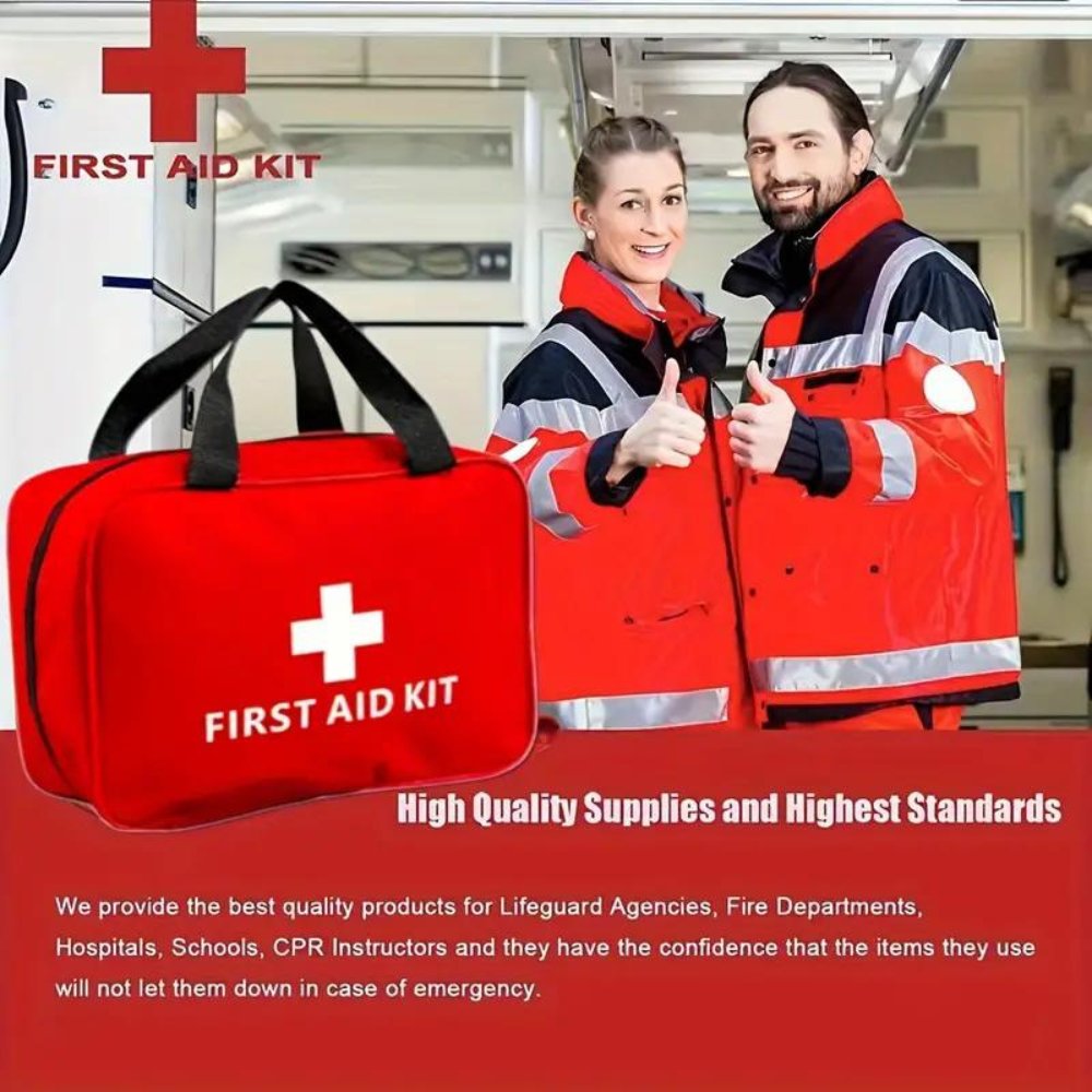 173pcs Large First Aid Kit: Portable Bag For Outdoor Hiking, Camping & More - Including Emergency Supplies
