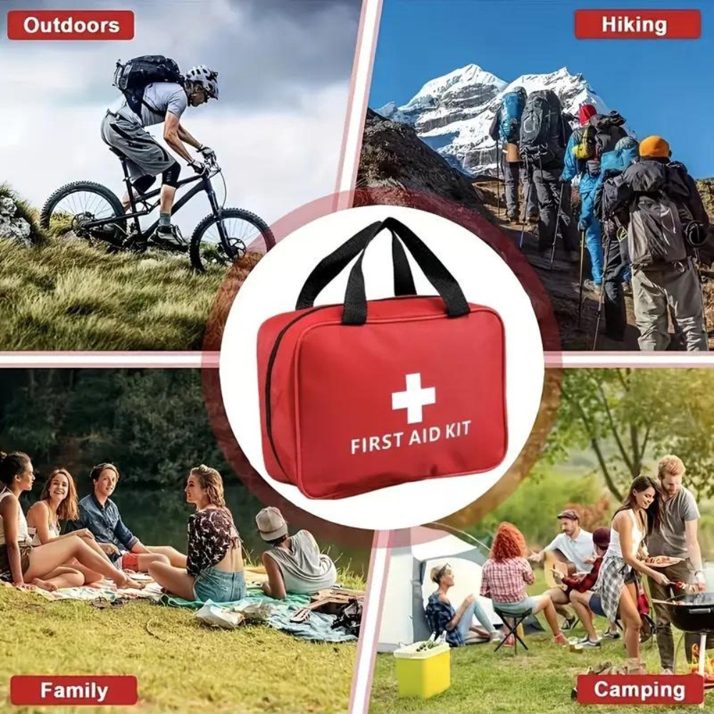 173pcs Large First Aid Kit: Portable Bag For Outdoor Hiking, Camping & More - Including Emergency Supplies