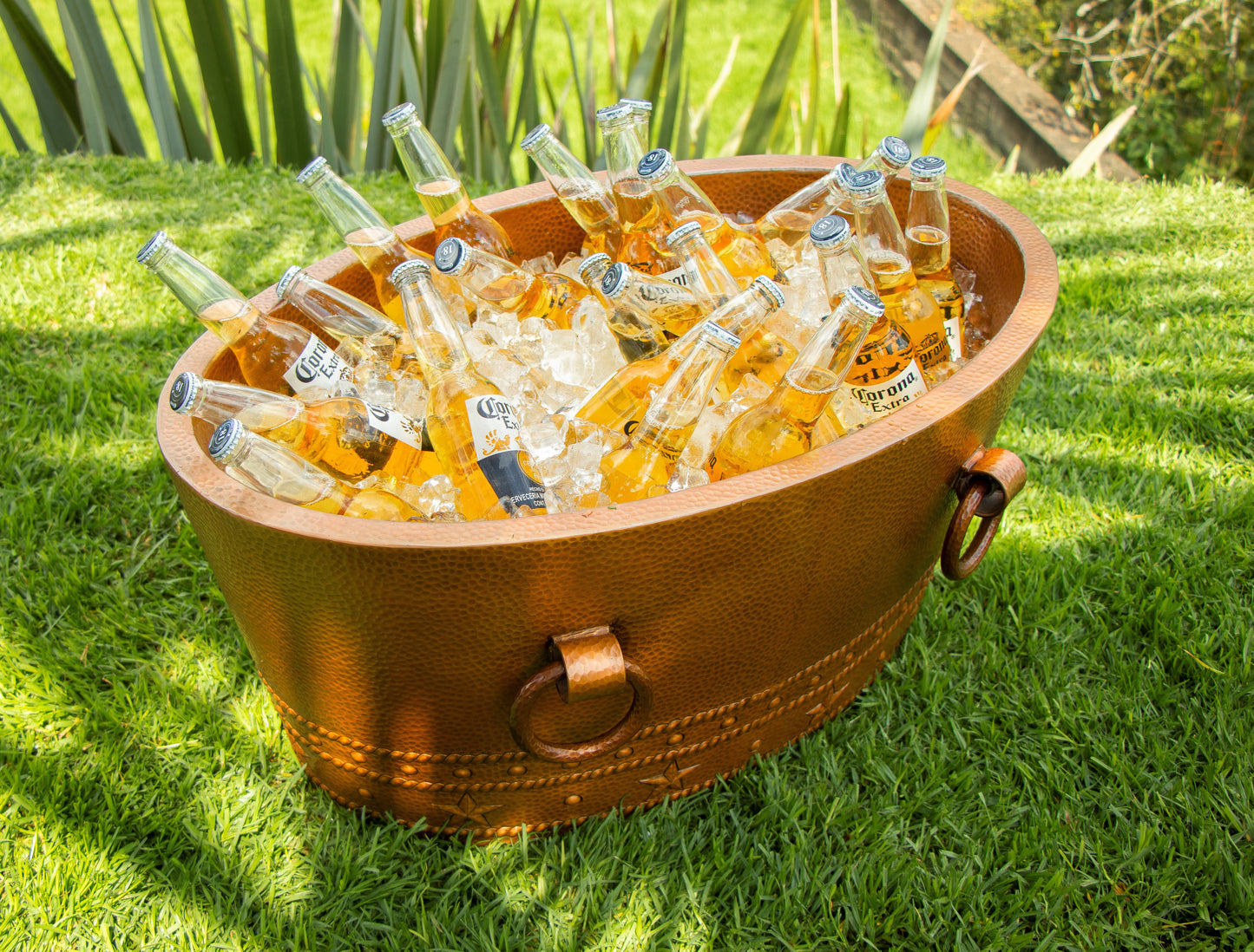 30" Oval Double Wall Hammered Copper Cooler