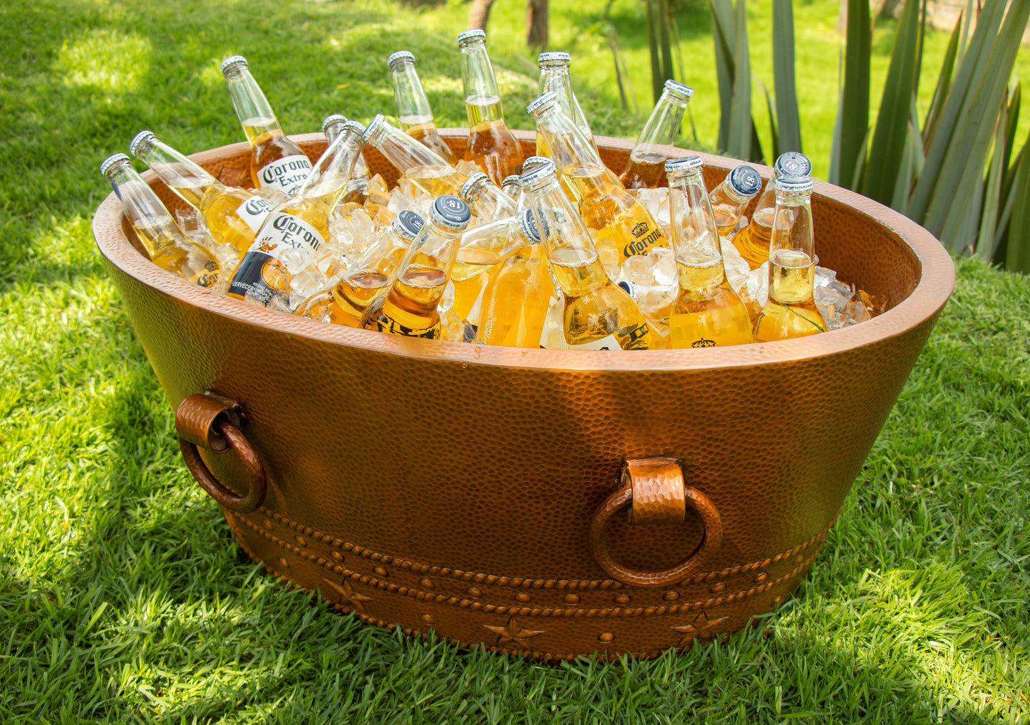 30" Oval Double Wall Hammered Copper Cooler